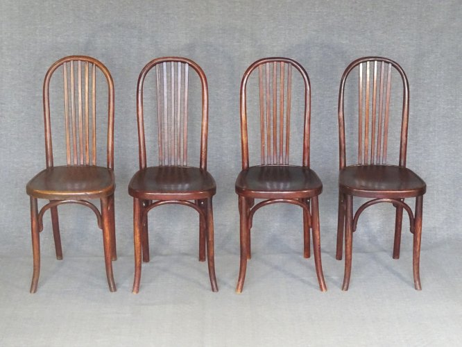 Set de 4 chaises bistrot Fischel N°196, no Thonet , no Baumann