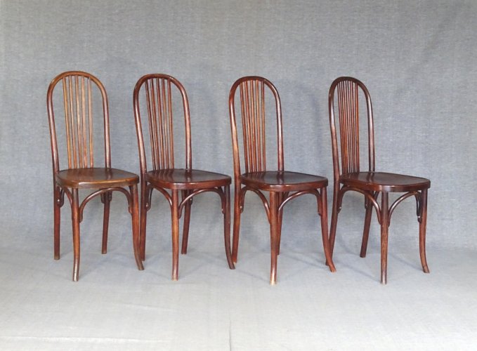 Set de 4 chaises bistrot Fischel N°196, no Thonet , no Baumann