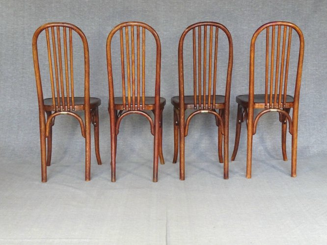 Set de 4 chaises bistrot Fischel N°196, no Thonet , no Baumann