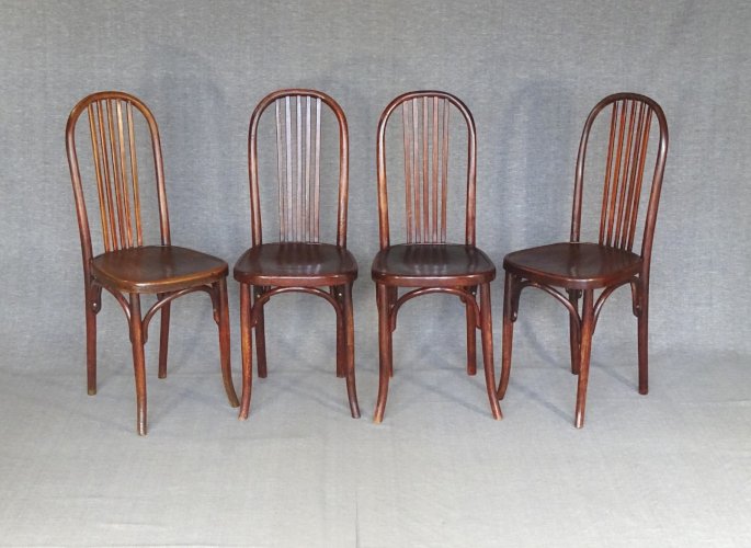 Set de 4 chaises bistrot Fischel N°196, no Thonet , no Baumann