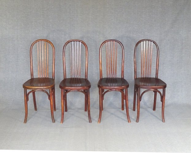 Set de 4 chaises bistrot Fischel N°196, no Thonet , no Baumann