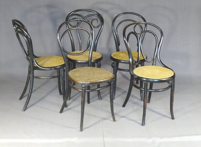 Set de 4 chaises KOHN "noir Empire" vers 1880, +  Thonet   -