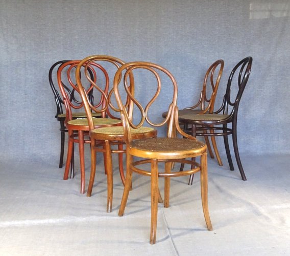 Set de 6 chaises bistrot cannées type N°20, entre 1875 et 1900 Thonet etc...