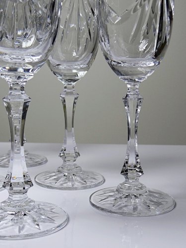 Set de 6 flûtes à champagne en cristal de Lorraine taillé main