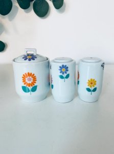 Vintage salt and pepper mustard set Tuileries porcelain 1970s