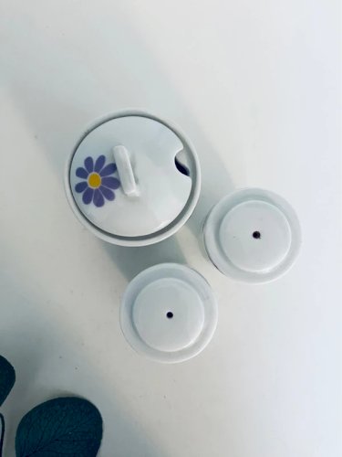 Set vintage sel poivre moutarde Porcelaine des Tuileries années 70