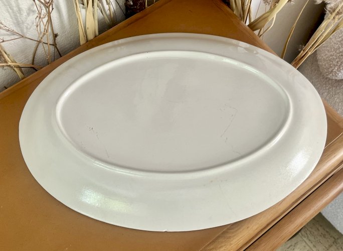 Shabby Chic - Lot n° 1 - Grand plat de service ovale Fleurs bleues  - 37 cm