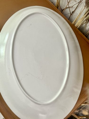 Shabby Chic - Lot n° 1 - Grand plat de service ovale Fleurs bleues  - 37 cm