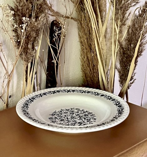  Shabby Chic - Lot n° 2 - Assiette creuse à ailes Fleurs bleues - 23,2 cm