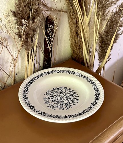  Shabby Chic - Lot n° 2 - Assiette creuse à ailes Fleurs bleues - 23,2 cm