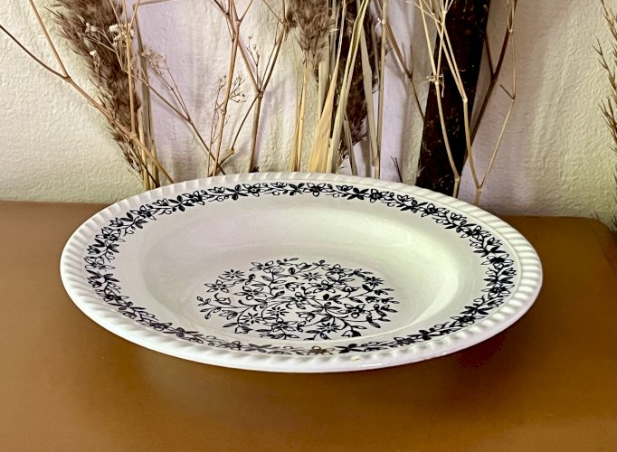  Shabby Chic - Lot n° 2 - Assiette creuse à ailes Fleurs bleues - 23,2 cm