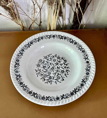  Shabby Chic - Lot n° 2 - Assiette creuse à ailes Fleurs bleues - 23,2 cm