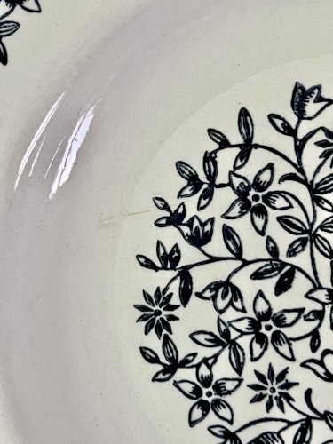  Shabby Chic - Lot n° 2 - Assiette creuse à ailes Fleurs bleues - 23,2 cm