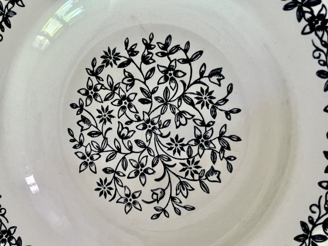  Shabby Chic - Lot n° 2 - Assiette creuse à ailes Fleurs bleues - 23,2 cm