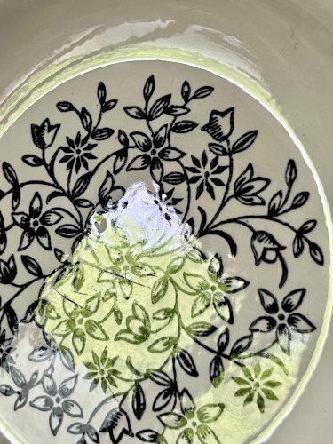  Shabby Chic - Lot n° 2 - Assiette creuse à ailes Fleurs bleues - 23,2 cm