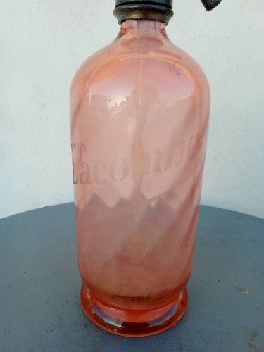 Siphon de bistrot ancien – Verre rose