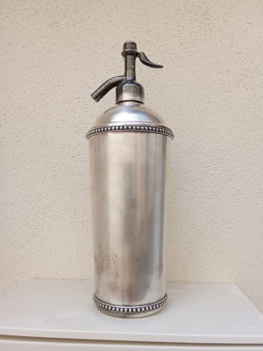Siphon en métal argenté vintage 