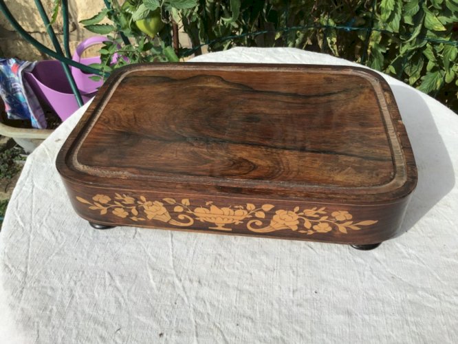 SOCLE EN BOIS MARQUETERIE POUR STATUE / SCULPTURE / PENDULE XIX ème À RESTAURER