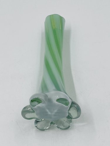 Soliflore en verre de Murano vert torsadé, années 60