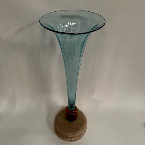 Soliflore Murano Venise fond bleu sur support en pierre L9325