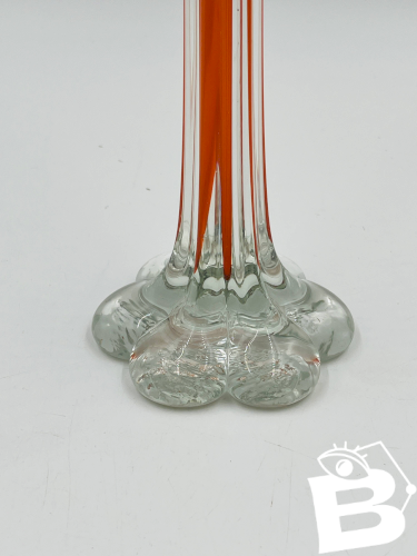 Soliflore vintage en verre orange soufflé style Murano