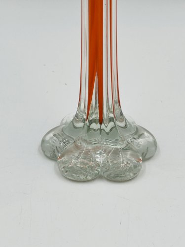 Soliflore vintage en verre orange soufflé style Murano