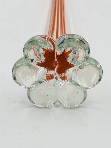 Soliflore vintage en verre orange soufflé style Murano