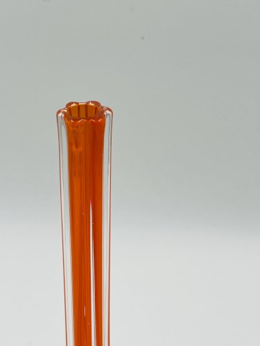 Soliflore vintage en verre orange soufflé style Murano
