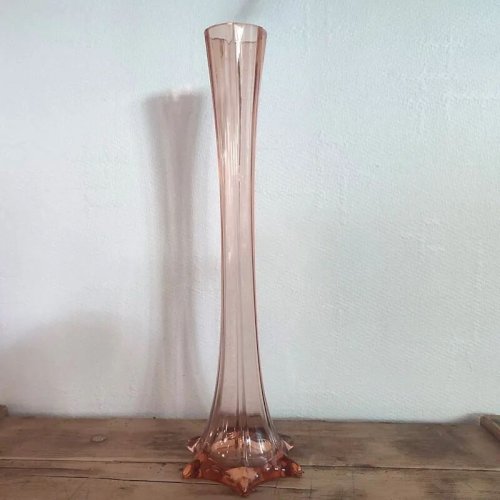 Soliflore vintage en verre rose