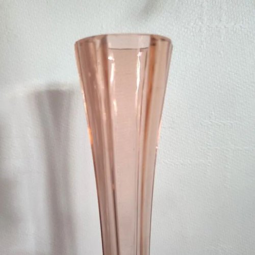 Soliflore vintage en verre rose