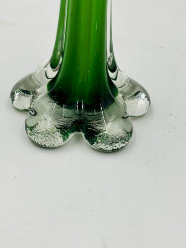 Soliflore vintage Murano vert base éléphant en verre
