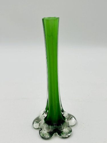 Soliflore vintage Murano vert base éléphant en verre