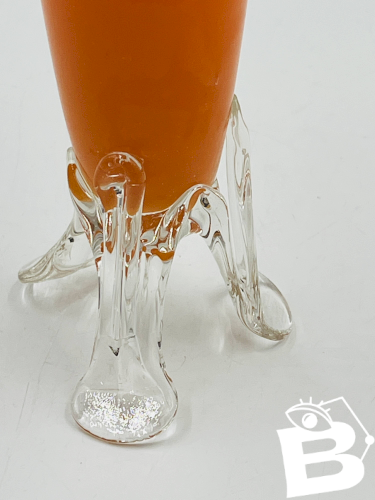 Soliflore vintage verre orange et base sculptée
