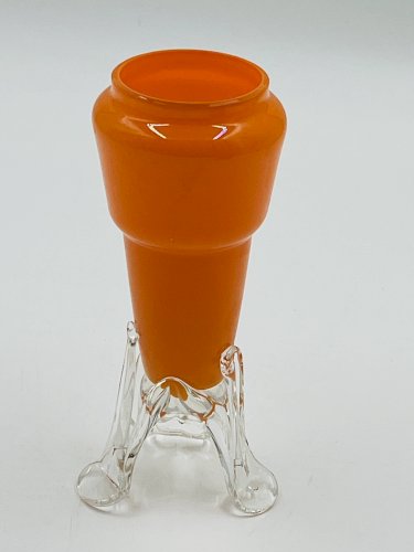 Soliflore vintage verre orange et base sculptée