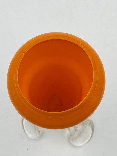 Soliflore vintage verre orange et base sculptée