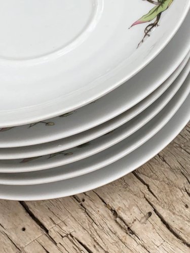 Soucoupes Mobil vintage en porcelaine Winterling