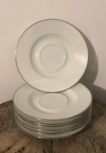 Vintage white and silver porcelain saucers by Kaiser