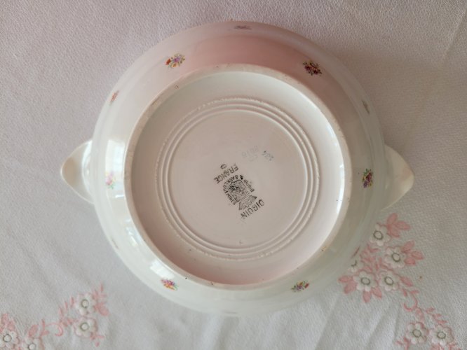 Soupière avec couvercle vintage de Digoin Sarreguemines décor floral