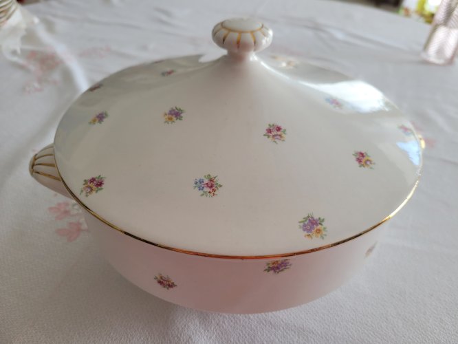 Soupière avec couvercle vintage de Digoin Sarreguemines décor floral