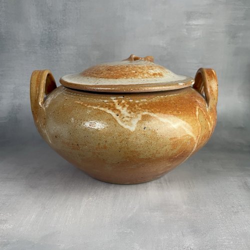Soupière / légumière vintage en grès / pot couvert possible poubelle de table