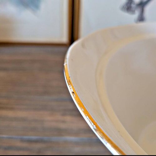 Soupière Moulin des Loups Volubilis, fleurs bleues et dorure