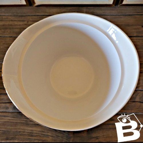 Soupière Moulin des Loups Volubilis, fleurs bleues et dorure