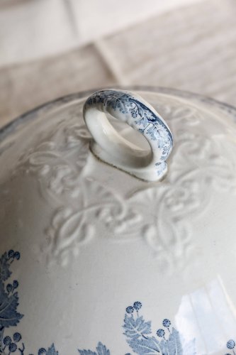 Soupière vintage terre de fer Saint Amand Hamage Nord modèle Platane bleu