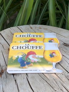 Chouffe advertising glass coasters