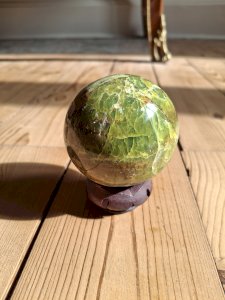 Green opal sphere diameter 7 cm weight 386 grams