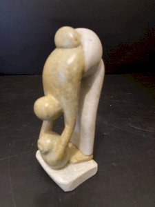 Statue Africaine en Pierre bicolore  Femme artisanat Jean Noel Lele Gabon