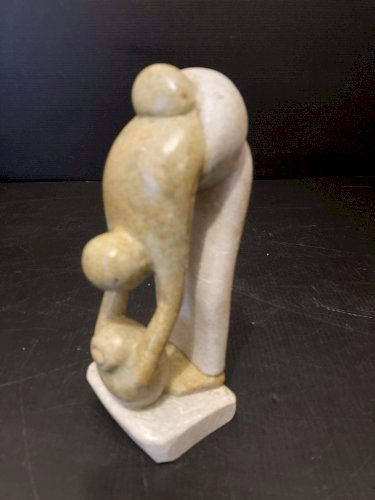 Statue Africaine en Pierre bicolore  Femme artisanat Jean Noel Lele Gabon