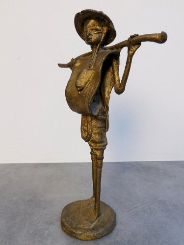 STATUE AFRICAINE PORTEUR EN BRONZE