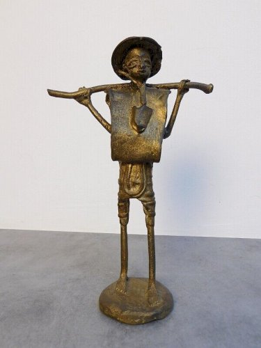 STATUE AFRICAINE PORTEUR EN BRONZE