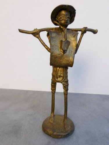 STATUE AFRICAINE PORTEUR EN BRONZE